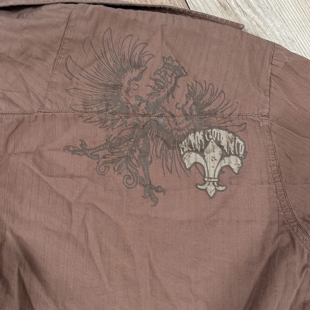 Micros brown button up - Picture 5 of 6
